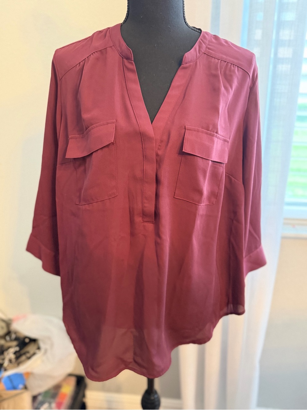 Torrid Burgundy V-Neck Tunic Blouse